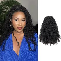 ToyoTress Yanky Twist para cabelo de crochê, 16 polegadas, 8 pacotes, preto azeviche