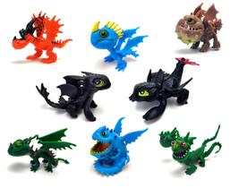 Toysvill Dragons (Set 8 pcs) - Mini Action Figures: Banguela (Fúria Noturna), Nadder Mortal, Gronckle, Hideous Zippleback, Hotburple, Monstros Nightmare, Terror Terrível