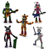 Toysvill inspirado em cinco noites no Freddys Violação de segurança da FNAF PizzaPlex Freddy's Action Figures Toys, Conjunto de 5 pcs Roxanne Wolf, Glamrock Chica, Montgomery Gator, Glamrock Fred e Vanny