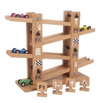 Track Car Toy Beech Wood Inertia Power montado para crianças