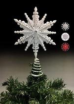 Tradições de Natal 8 polegadas Iridescente Branco Filigrana Brilhante Natal Estrela Árvore Topper Estrela / Home Decoração Enfeites (Iridescente Branco)