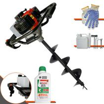 Trado Motorizado À Gasolina Vant VPS52 2T 52cc 2HP 6.500rpm Perfurador de Solo Completo Com Broca 80x20cm + ÓLEO STIHL 2T
