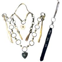 Traia Cabeçada Peitoral E Chicote Estalador De Couro Crú Cavalos