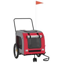 Trailer de bicicleta para animais de estimação/carrinho de carga VidaXL vermelho/cinza Oxford