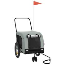 Trailer de bicicleta para animais de estimação vidaXL cinza/preto em tecido/ferro Oxford