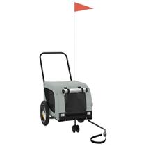 Trailer de bicicleta para animais de estimação vidaXL com estrutura de ferro cinza/preto em tecido Oxford