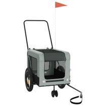 Trailer de bicicleta para animais de estimação vidaXL com estrutura de ferro cinza/preto em tecido Oxford