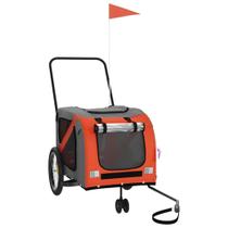 Trailer de bicicleta para animais de estimação vidaXL com estrutura de ferro laranja/cinza Oxford