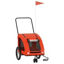 Trailer de bicicleta para animais de estimação vidaXL com estrutura de ferro laranja e cinza 24 kg