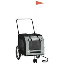 Trailer de bicicleta para animais de estimação vidaXL com estrutura de ferro preta/cinza para pequenos animais de estimação