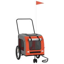 Trailer de bicicleta para animais de estimação vidaXL em tecido Oxford laranja/cinza e ferro