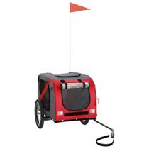 Trailer de bicicleta para animais de estimação vidaXL para cães pequenos, tecido oxford vermelho/cinza