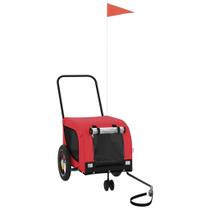 Trailer de bicicleta para animais de estimação vidaXL vermelho/preto em tecido Oxford/ferro 30 kg