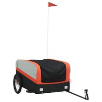 Trailer de carga de bicicleta vidaXL Iron/Oxford 45 kg de carga preto/laranja