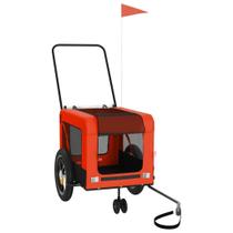 Trailer e porta-bicicletas para animais de estimação vidaXL com estrutura de ferro, tecido Oxford e capa de PVC versátil e durável em laranja e preto
