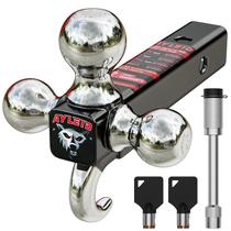 Trailer Hitch Tri-Ball Mount Ayleid com gancho e pino prateado Trailer Hitch Tri-Ball Mount Ayleid com gancho e pino prateado