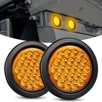 Trailer Tail Light Nilight de 4 polegadas, redondo, 24 LED, âmbar, 2 unidades