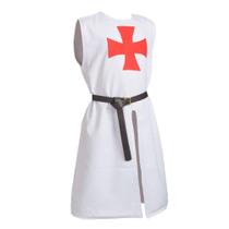 Traje BLESSUME Medieval Templar Knight Túnica branca + Cinto