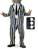 Traje CICOCI para adultos, preto, branco, listrado, terno masculino de Halloween