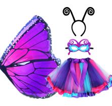 Traje D.Q.Z Fairy Butterfly-Wings para meninas de 3 a 8 anos roxo