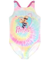Traje de banho Barbie para meninas e crianças com logotipo de boneca Tie Dye, 10-11 anos, rosa Traje de banho Barbie para meninas e crianças com logotipo de boneca Tie Dye, 10-11 anos, rosa