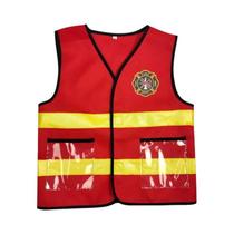 Traje de Bombeiro para Crianças - Kit com Chapéu para Halloween e Carnaval