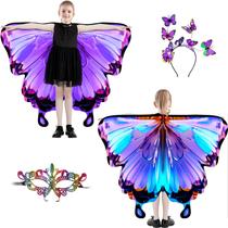 Traje de borboleta LYL. Conjunto de asas roxas de dupla face Ling