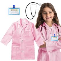 Traje de casaco de laboratório RioRand Doctor para crianças de 3 a 12 anos (rosa)