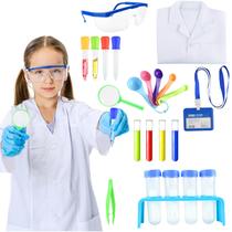 Traje de cientista, casaco de laboratório infantil PLULON com kit científico, 23 unidades