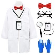 Traje de cientista ZZIHAN para crianças, jaleco de laboratório com acessórios