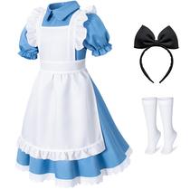 Traje de cosplay Irtysh Girl, vestido azul, avental branco, Halloween Traje de cosplay Irtysh Girl, vestido azul, avental branco, Halloween
