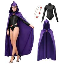 Traje de cosplay: macacão AiMiao Raven com capa roxa para adulto Traje de cosplay: macacão AiMiao Raven com capa roxa para adulto