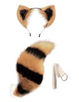 Traje de cosplay QinRuan Faux Fur Wolf Ears, faixa de cabeça com cauda