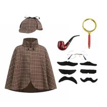 Traje de detetive AGCOAH Sherlock Holmes Kids 3-12Y + Acessórios