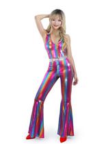 Traje de discoteca Nawgut 70s 80s Prom Sparkle Flare, macacão feminino