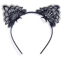 Traje de festa com bandana WOIWO Sexy Lace Cat Ears para mulheres Traje de festa com bandana WOIWO Sexy Lace Cat Ears para mulheres