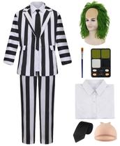Traje de Halloween KFVZIU listrado preto e branco para homens