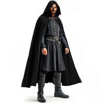 Traje de linho com capuz renascentista medieval Ibeauti