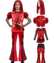 Traje de Natal GRIVOS Girl Red Princess 3-10Y com peruca Traje de Natal GRIVOS Girl Red Princess 3-10Y com peruca