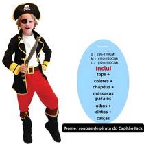 Traje de Pirata Infantil para Meninos - Fantasia Capitão Jack Sparrow para Halloween, Natal e Carnaval Traje de Pirata Infantil para Meninos - Fantasia Capitão Jack Sparrow para Halloween, Natal e Carnaval