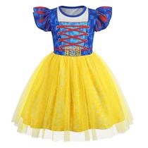Traje de princesa HenzWorld para meninas azul amarelo de 7 a 8 anos