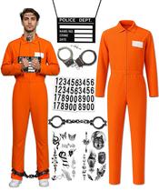 Traje de prisioneiro: macacão laranja Luzces com algemas, médio