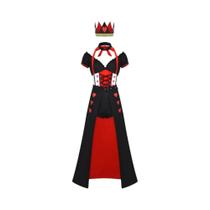 Traje de Rainha do Poker Adulto (P-XXG) - Fantasia para Festa à Fantasia e Halloween