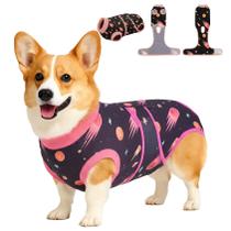Traje de recuperação para cães PetWarm, camisa pós-cirúrgica, estampa galáxia, tamanho S