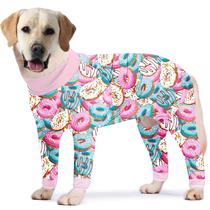 Traje de recuperação para cães PriPre com estampa de donut, manga longa, tamanho XL
