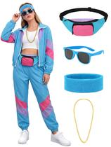 Traje de treino SOMSOC 80s para mulheres com acessórios 7 peças