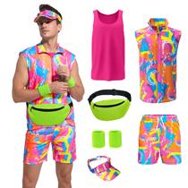 Traje de treino ZOKJFDK 80s para cosplay de Halloween masculino
