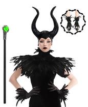 Traje feminino Nalmits Halloween Maleficent Gothic Black Crow