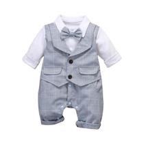 Traje Formal De Algodão Para Menino Recém-Nascido Com Estampa Xadrez, Vestido De Aniversário Para