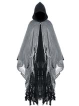 Traje Geyoga Halloween Grim Reaper, capa com capuz preta pequena Traje Geyoga Halloween Grim Reaper, capa com capuz preta pequena